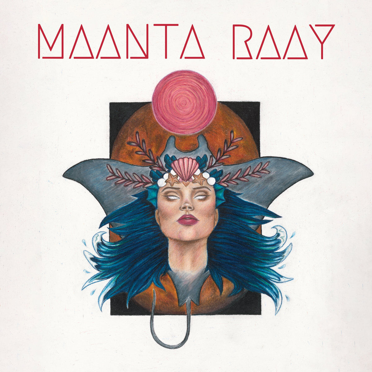 Album artwork from Maanta Raay's self-titled album illustration of a witch turning into a manta ray
